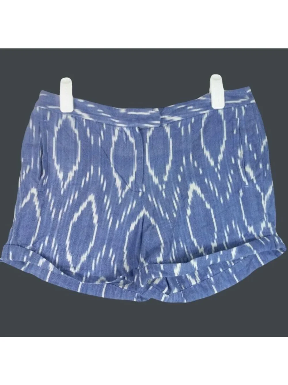 J Crew Ikat Print 100% Cotton Shorts Womens 10 Blue 34x3 Vacation Beach Coastal